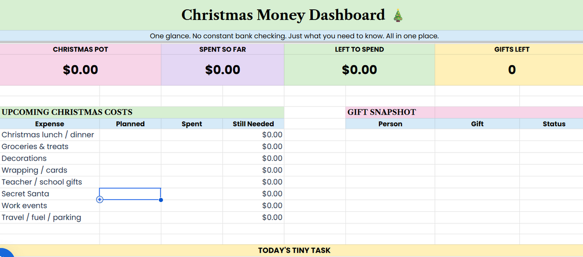 Christmas Money Dashboard